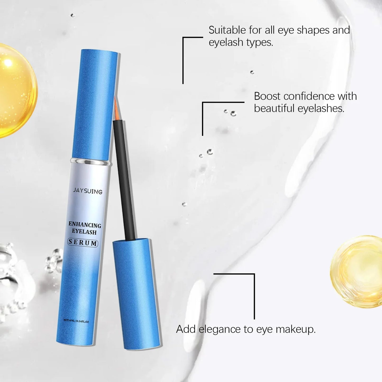 Jaysuing 4ml Eyelash Growth Serum Natural Boost Thicken Curly Eyelashes Eyebrow Lengthening Fuller Makeup Lash Enhancing Serum