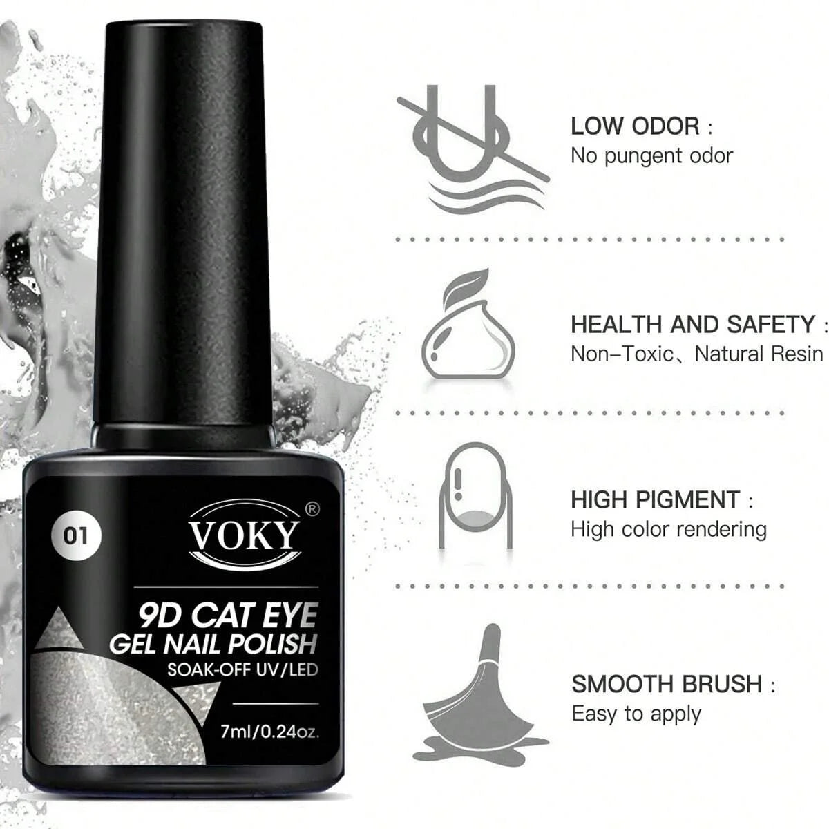 6pc Glitter Cat Magnetic Nail Gel Polish Set Cat Eye Holographic Reflective Semi Permanent UV Gel Soak Off Sparkling Nail Art