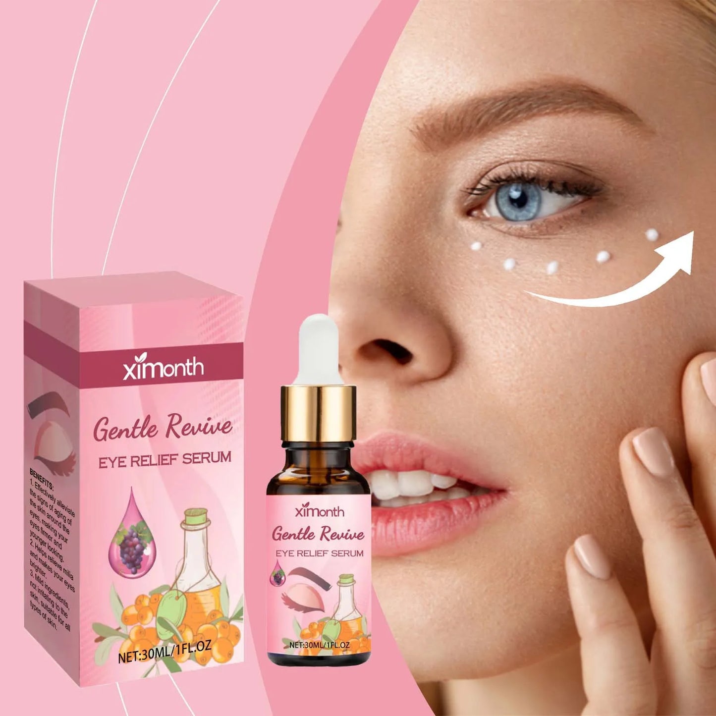 Ximonth Eye Relief Serum Relieve Eye Fatigue Firm Skin Prevent Milia Gentle Nourish Herbal Nursing Eye Soothing Essence Liquid