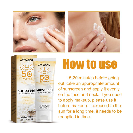 Jaysuing 40g Summer Probiotic Organic Sunscreen Outdoor Isolation Uv Protection Spf 50 Moisturizing Whiten Skin Body Sunblock