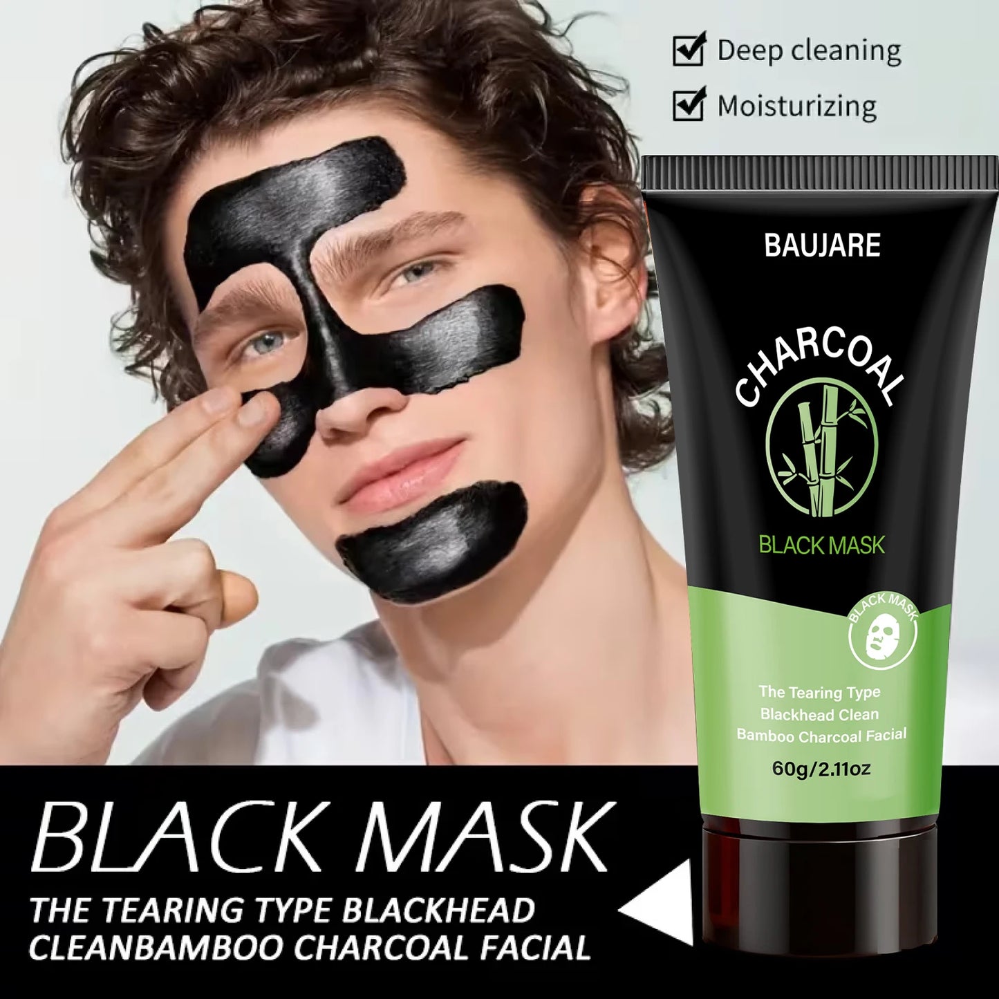 Charcoal Blackhead Peel Off Mask with Centella & Niacinamide, Deep Cleansing Pores & Purifying Skin, For All Skin Types.