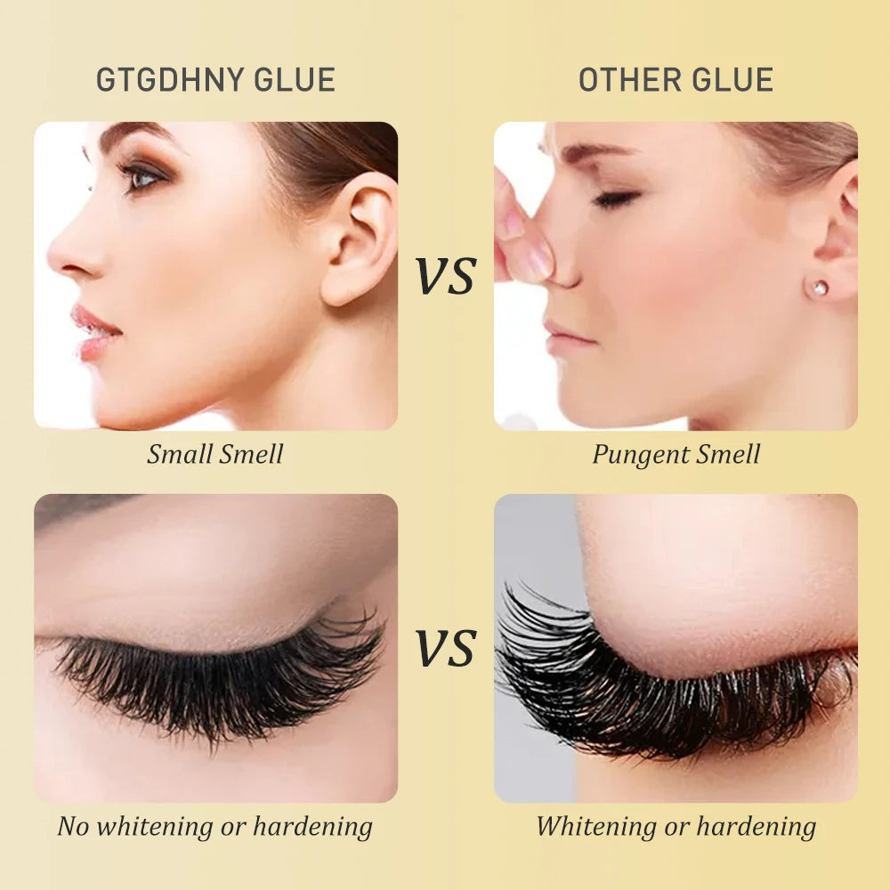 GTGDHNY 10ml Eyelash Glue 1 Seconds Fast Drying Eyelashes Extension Glue Pro Lashes Glue Black Adhesive Retention Long Last