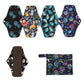 【Sigzagor】5+1 Set Long Panty Liners Cloth Menstrual Pads  RANDOM Prints Bamboo Charcoal Sanitary Washable Reusable Light Flow