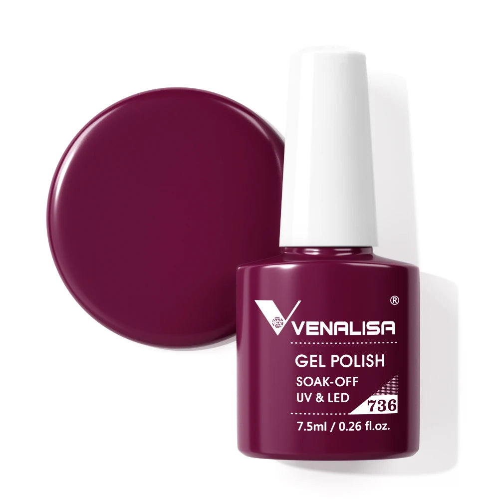 Venalisa Gel Nail Polish 7.5ml White Cap Glass Nail Gel Polish NoWipe Top Soak Off UV LED Nail Lacquer Glitter Color Gel