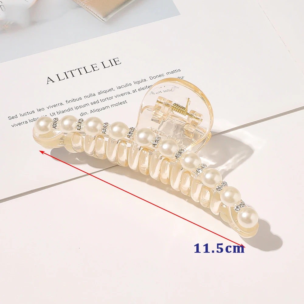 New Big Pearls Acrylic Hair Claw Clips Crab Hairpins Large Makeup Hair Styling Barrettes for Women Hair Accessories Bow Hairgrip