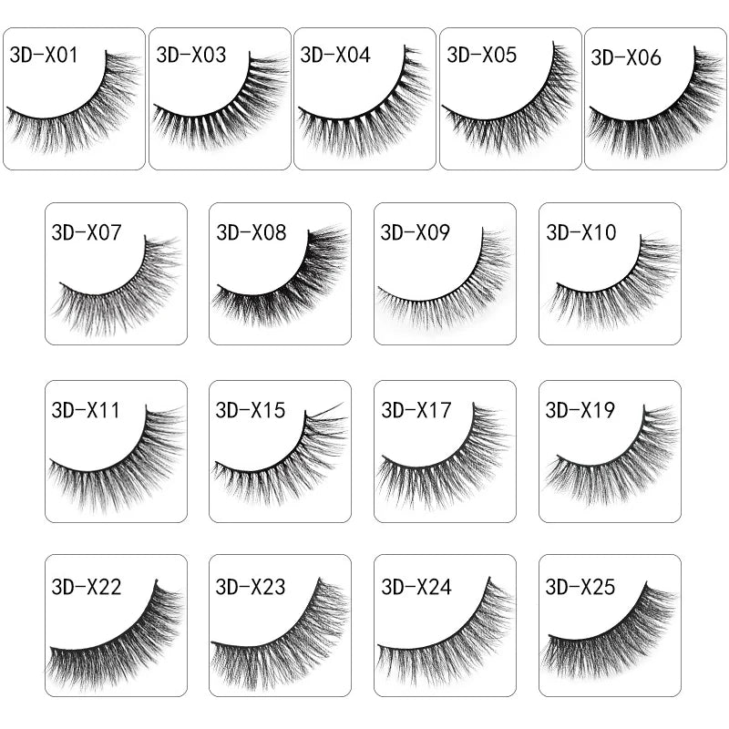 Faux Cils 3 Pairs False Eyelashes Natural Long 3D Mink Lashes Soft Fluffy Wispy Handmade Fake Lashes Eye Makeup Tools Maquiagem