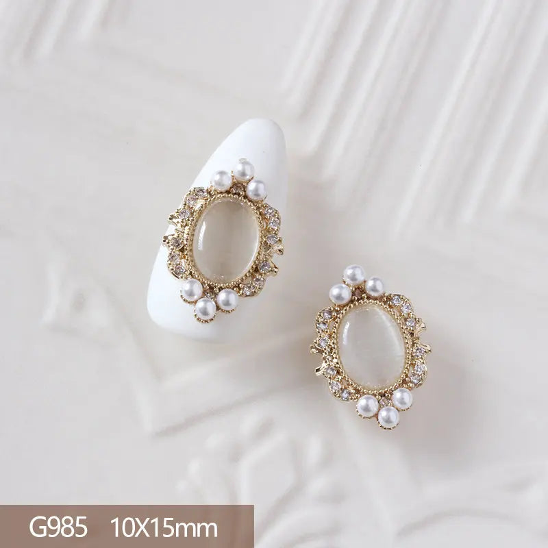 10pcs 3D Alloy Christmas Tree Bells Nail Art Zircon Pearl Metal Manicure Nails Accessories DIY Nail Decorations Supplies Charms