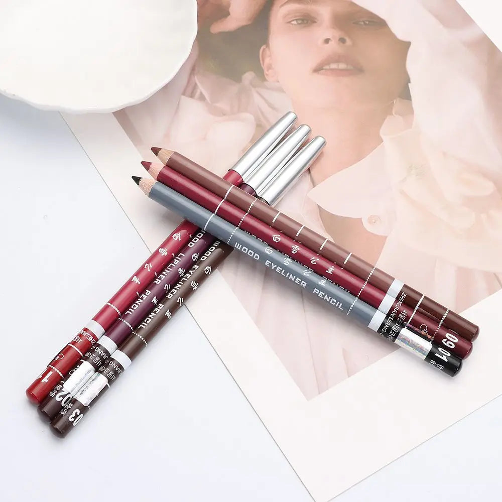 Colorful Natural Matte Wood Lip Liner Pen Waterproof Long Lasting Lipstick Pencil Contour Lady Charming Women's Cosmetic Tool