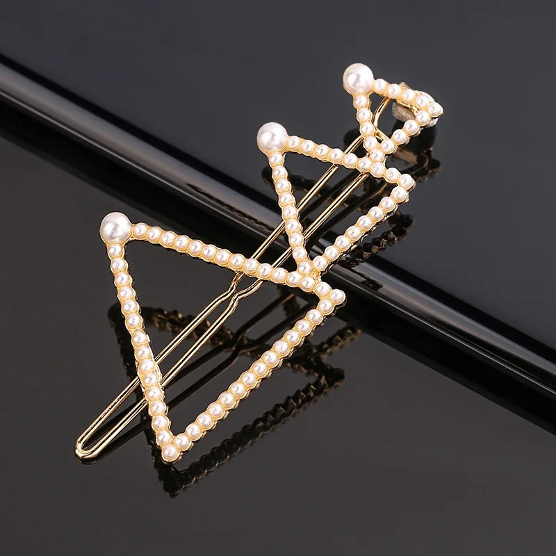 New Fashion Metal Love Heart Hair Clip Elegant Pearl Round Barrette for Women Girls Sweet Hairpins Barrettes Hair Accessories