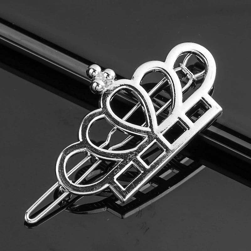 New Fashion Metal Love Heart Hair Clip Elegant Pearl Round Barrette for Women Girls Sweet Hairpins Barrettes Hair Accessories