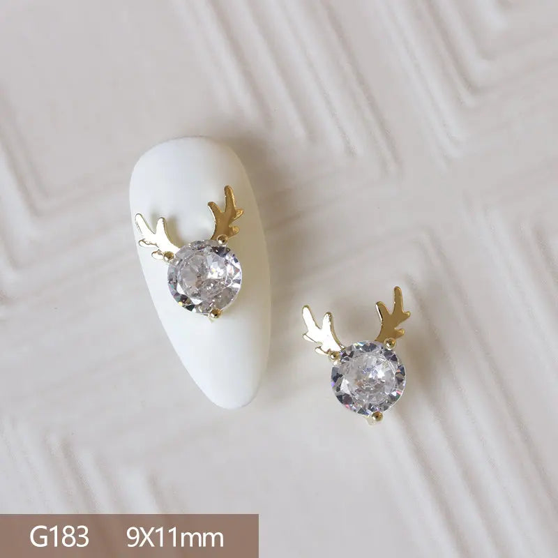 10pcs 3D Alloy Christmas Tree Bells Nail Art Zircon Pearl Metal Manicure Nails Accessories DIY Nail Decorations Supplies Charms