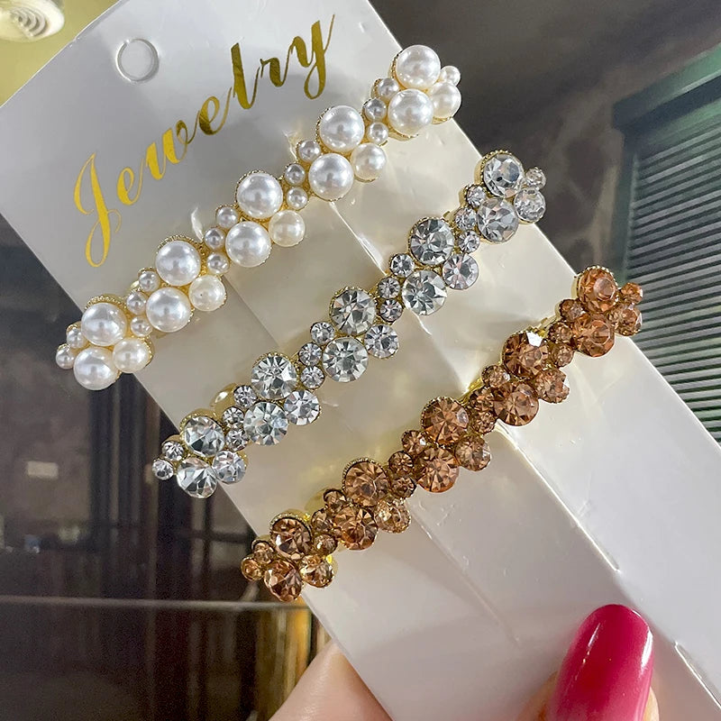 Korean Crystal Pearl Spring Hair Clips Pins for Women Girls Elegant Barrettes Hairpins Hairgrips Headwear Hair Accessories