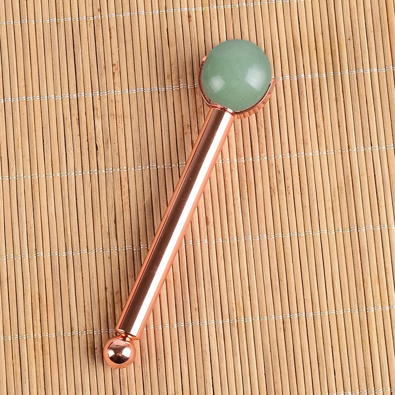 Natural Stone Facial Care Massage Roller Stainless Steel Wand Health Care Eye Head Massager Interchangeable Roller Head Tool