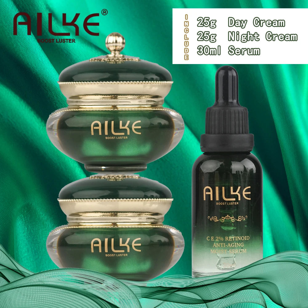 AILKE Dark Spots Removal Face Cream, With Retinol, Vitamin C, Reduce Freckles, Melanin Day And Night Lightening Skin Care Set