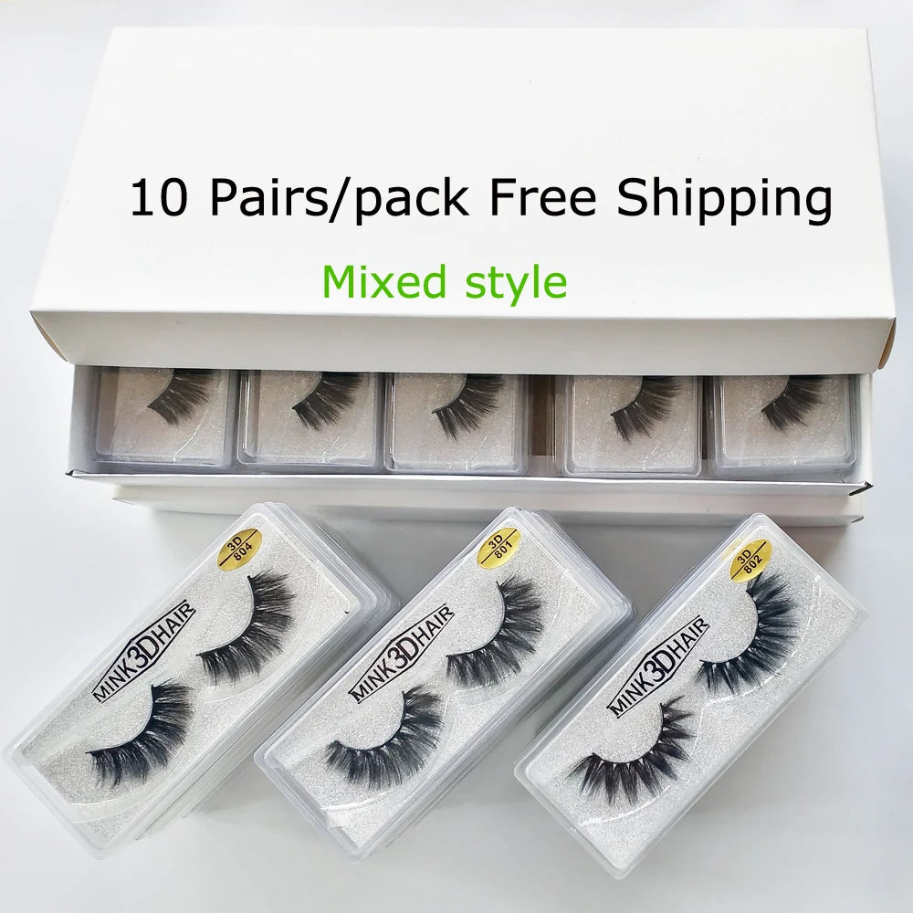 10 Pairs 3D Mink Lashes Vendors Natural False Eyelashes Makeup Eye Lashes Fake Eyelashes Bulk