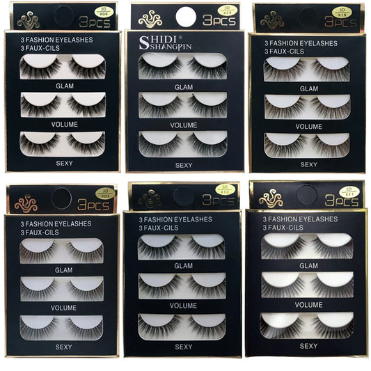 SHIDISHANGPIN 3 Pairs 29 Styles 3D Faux Mink Hair Soft False Eyelashes Fluffy Wispy Thick Lashes Handmade Lash Eye Makeup Tools