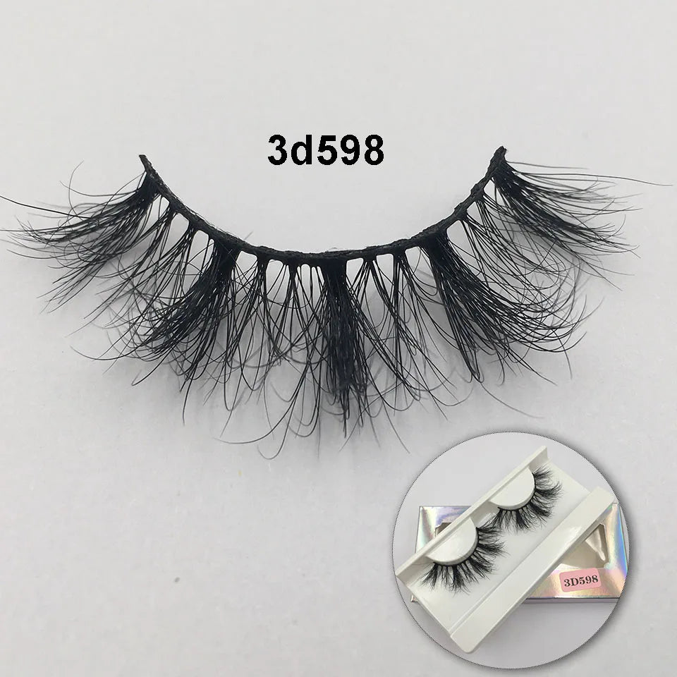 RED SIREN 15mm-20mm Fluffy Mink Lashes Makeup Dramatic Messy Natural Mink Eyelashes