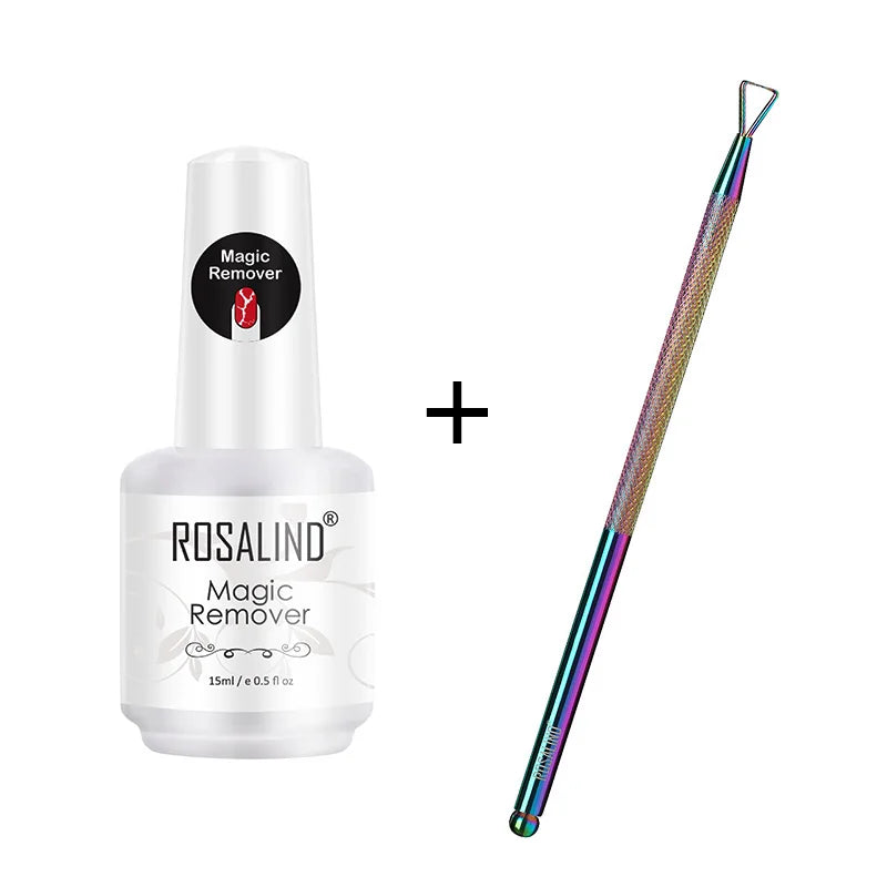 ROSALIND Magic Remover Nail Easy Off Gel Remover Cleaner Nail Polish Within 2-3 MINS 15ml Magic Removal Varnishes Base Top Coat