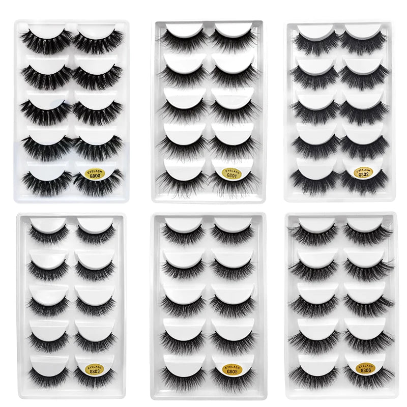 5/3pairs makeup eyelashes soft fluffy lashes false eyelashes dramatic 3d mink lashes lash extension make up 3d cilios faux cils