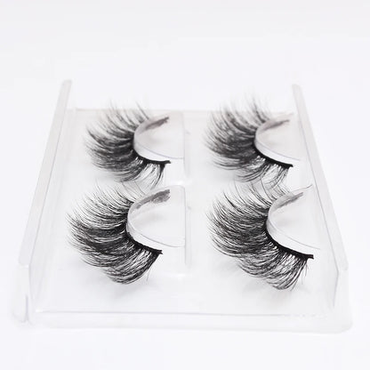 LEHUAMAO 2 Pairs 3D Mink Lashes Natural Long False Eyelashes Dramatic Volume Fake Lashes Makeup Eyelash Extension Silk Eyelashes