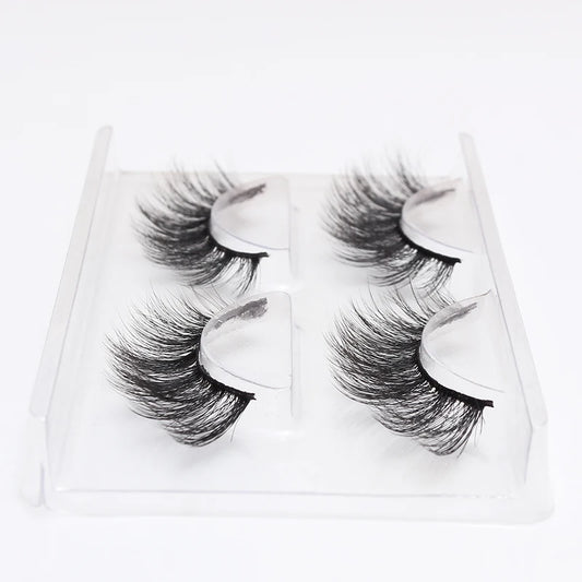LEHUAMAO 2 Pairs 3D Mink Lashes Natural Long False Eyelashes Dramatic Volume Fake Lashes Makeup Eyelash Extension Silk Eyelashes