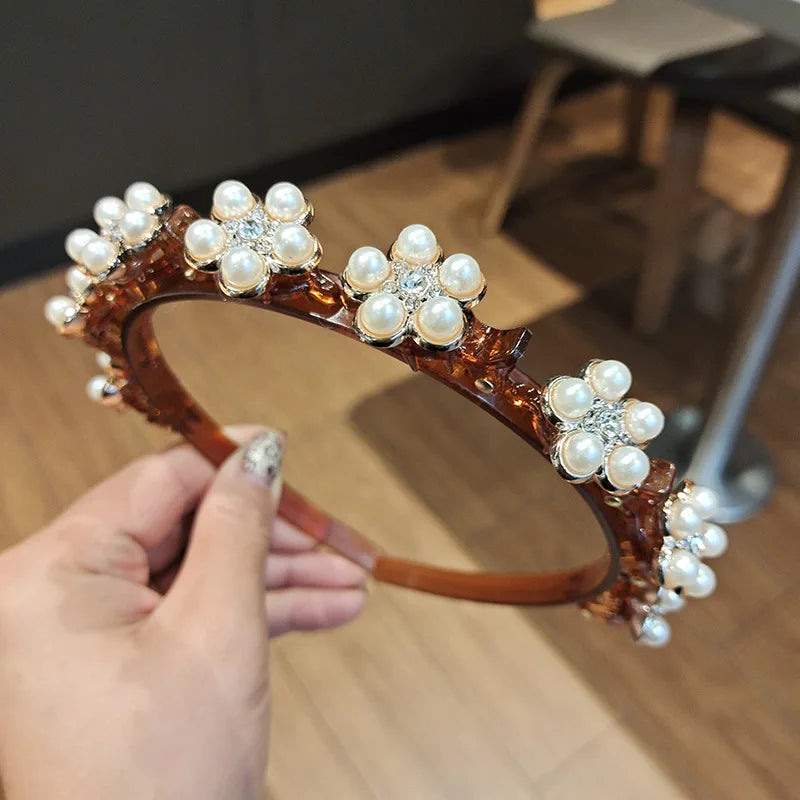 Double Layer Bands Clip Hairbands Fashion Plastic Braided Headband Punk New Knitting Womens Headwear Hair Accessories Pearl