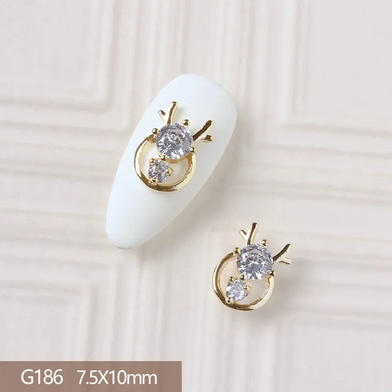 10pcs 3D Alloy Christmas Tree Bells Nail Art Zircon Pearl Metal Manicure Nails Accessories DIY Nail Decorations Supplies Charms