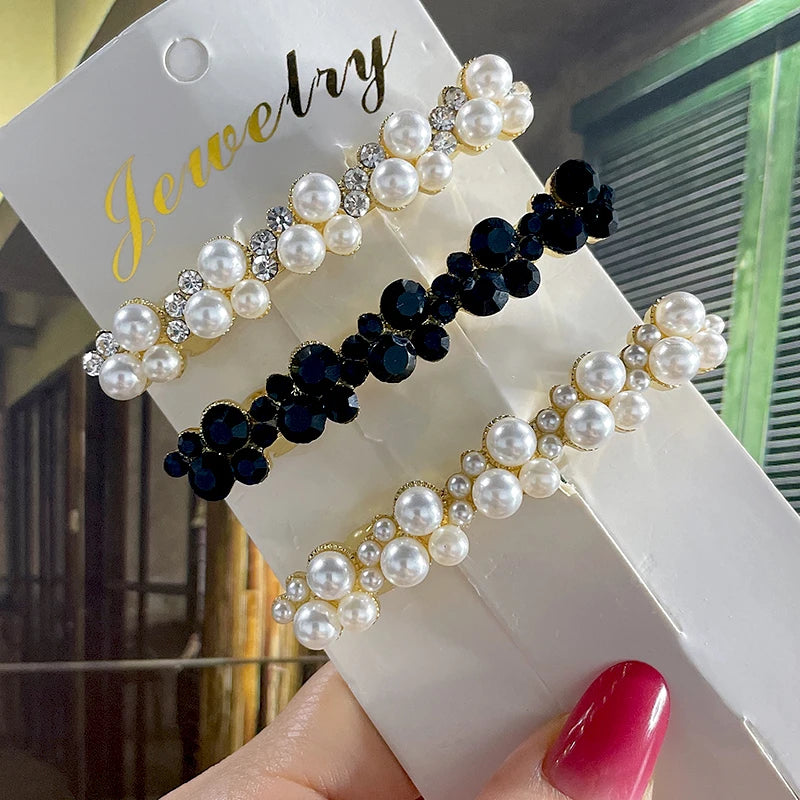 Korean Crystal Pearl Spring Hair Clips Pins for Women Girls Elegant Barrettes Hairpins Hairgrips Headwear Hair Accessories