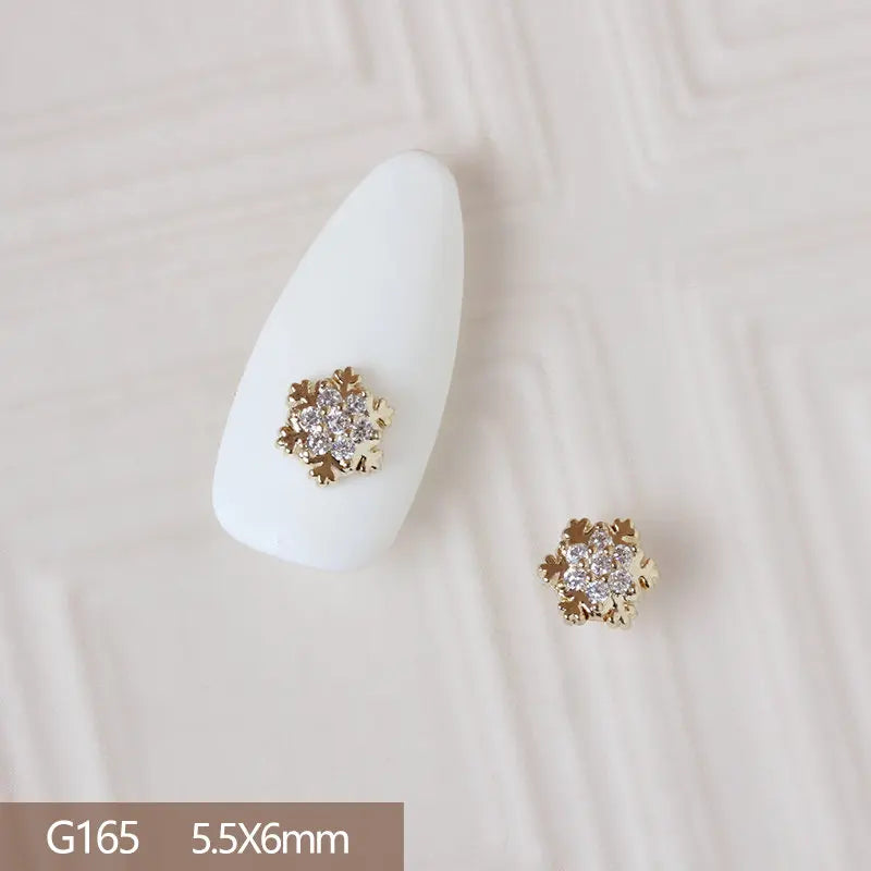 10pcs 3D Alloy Christmas Tree Bells Nail Art Zircon Pearl Metal Manicure Nails Accessories DIY Nail Decorations Supplies Charms