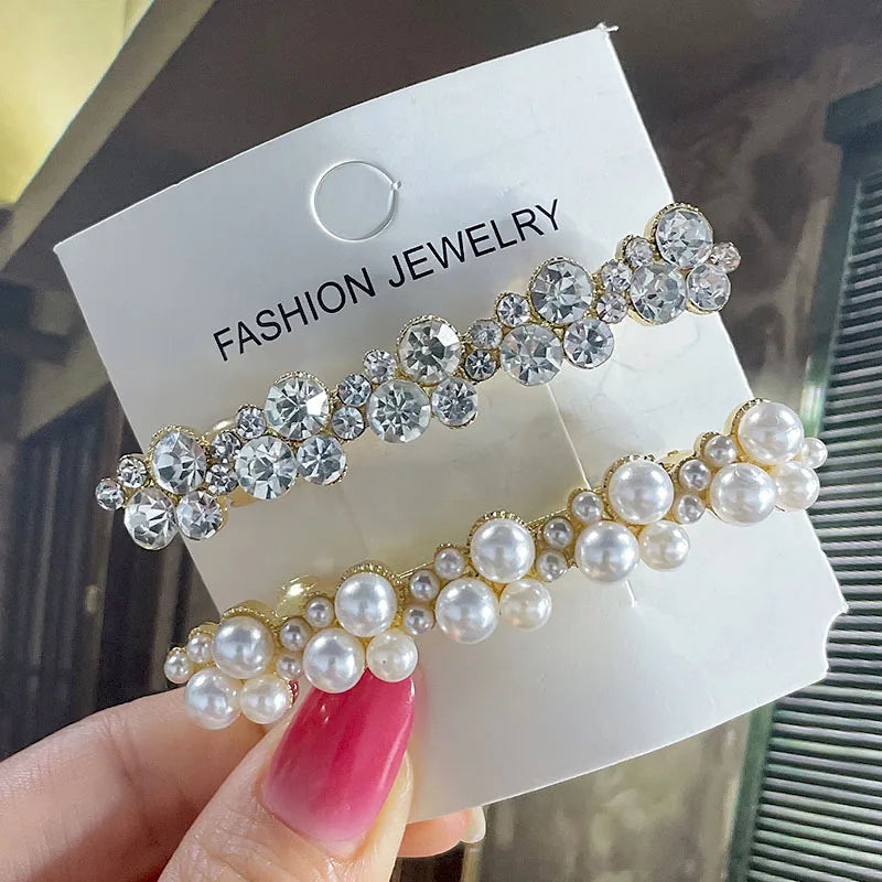 Korean Crystal Pearl Spring Hair Clips Pins for Women Girls Elegant Barrettes Hairpins Hairgrips Headwear Hair Accessories