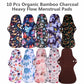 10pcs Organic Bamboo Charcoal Washable Hygiene Menstrual Pads Heavy Flow Sanitary Pads Lady Cloth Pad Reusable Pads