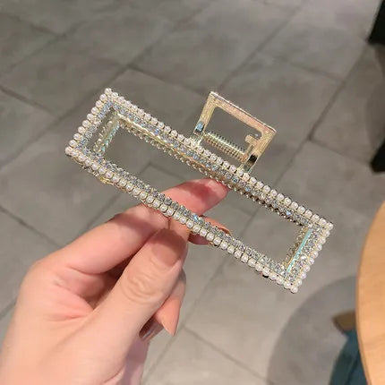 New Pearl Diamond Plate Hair Claw Clip Non-slip Metal Large Shark Clip Crab Hair Clip Women Hair Clips Accessories