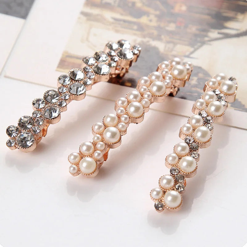 Korean Crystal Pearl Spring Hair Clips Pins for Women Girls Elegant Barrettes Hairpins Hairgrips Headwear Hair Accessories