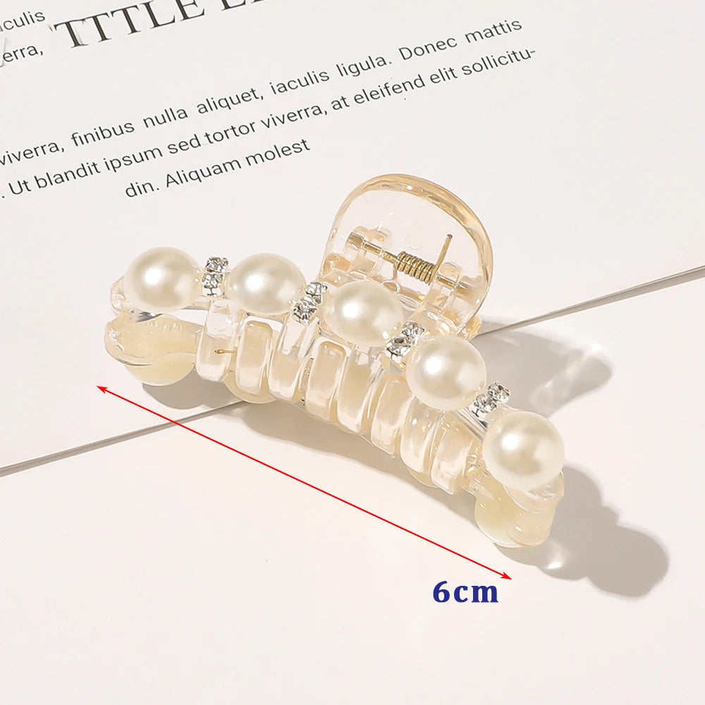 New Big Pearls Acrylic Hair Claw Clips Crab Hairpins Large Makeup Hair Styling Barrettes for Women Hair Accessories Bow Hairgrip