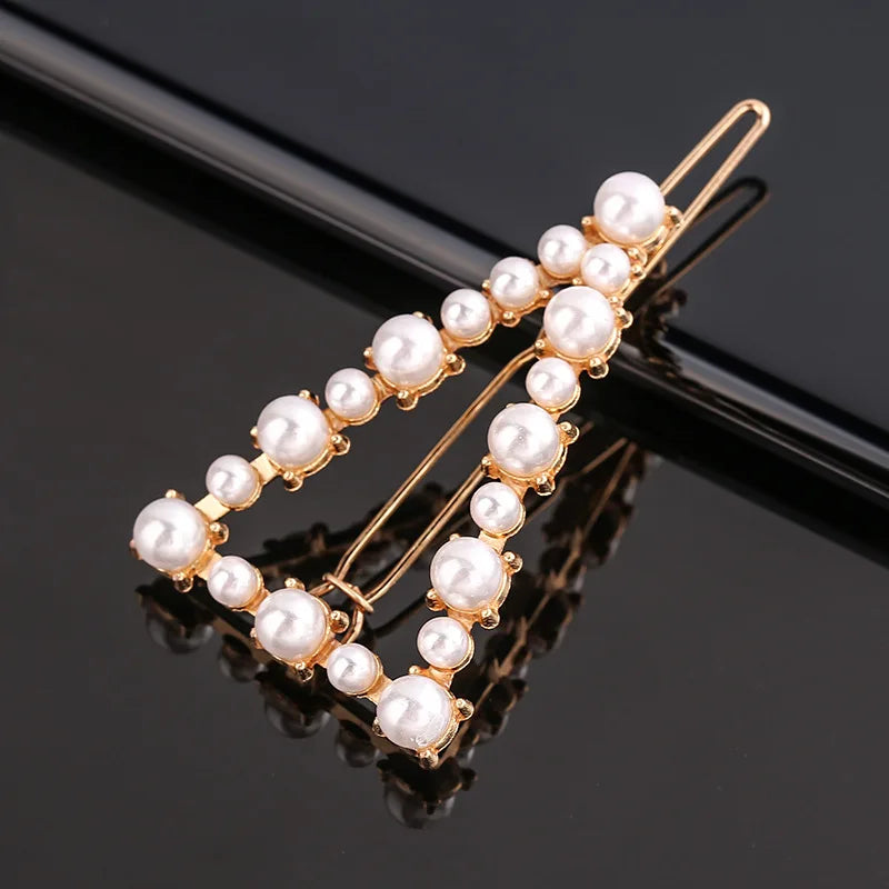 New Fashion Metal Love Heart Hair Clip Elegant Pearl Round Barrette for Women Girls Sweet Hairpins Barrettes Hair Accessories