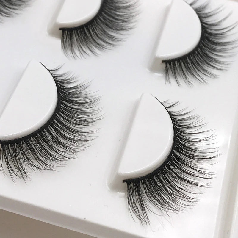 Faux Cils 3 Pairs False Eyelashes Natural Long 3D Mink Lashes Soft Fluffy Wispy Handmade Fake Lashes Eye Makeup Tools Maquiagem