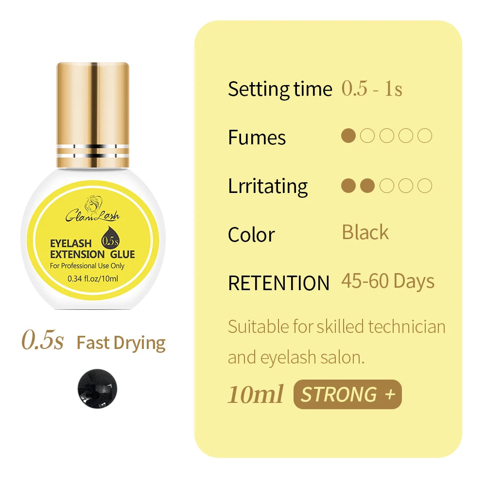 GLAMLASH Eyelash Extension Glue Individual False Lashes Black Adhesive Kit for Professional Use  0.3-2 Sec Dry Time