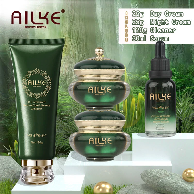 AILKE Dark Spots Removal Face Cream, With Retinol, Vitamin C, Reduce Freckles, Melanin Day And Night Lightening Skin Care Set