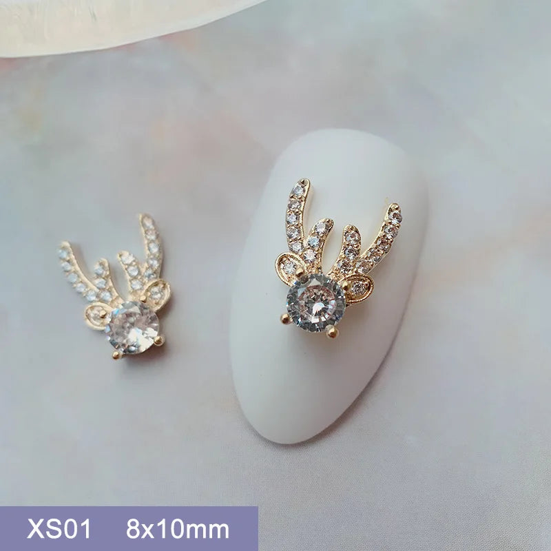 10pcs 3D Alloy Christmas Tree Bells Nail Art Zircon Pearl Metal Manicure Nails Accessories DIY Nail Decorations Supplies Charms