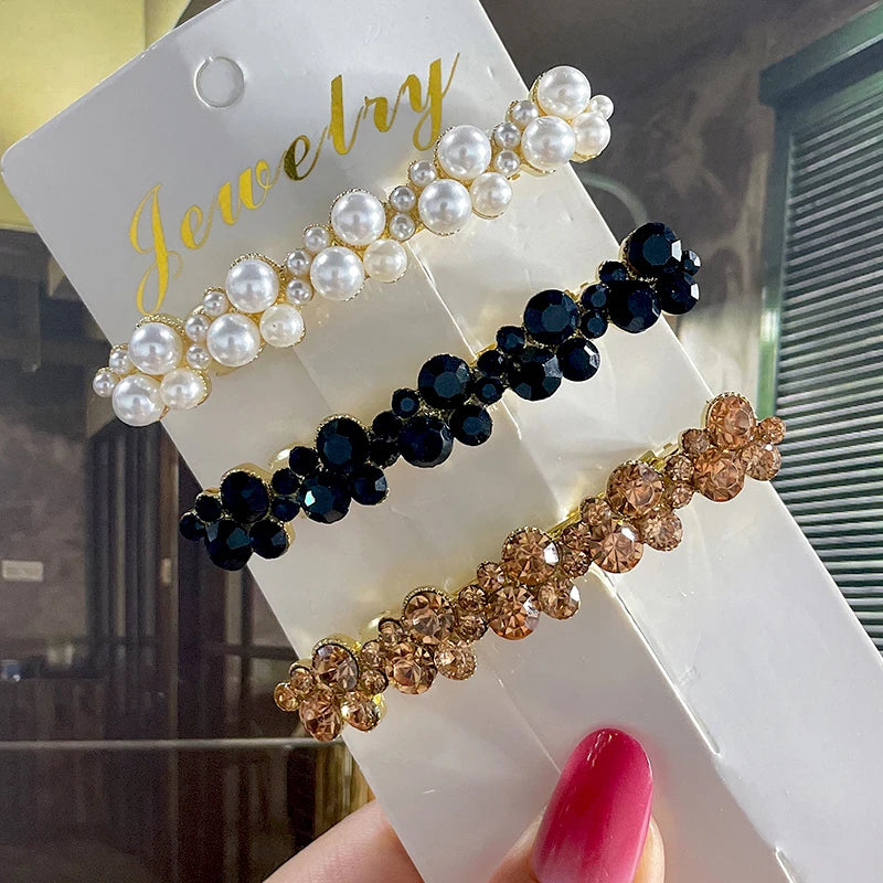 Korean Crystal Pearl Spring Hair Clips Pins for Women Girls Elegant Barrettes Hairpins Hairgrips Headwear Hair Accessories