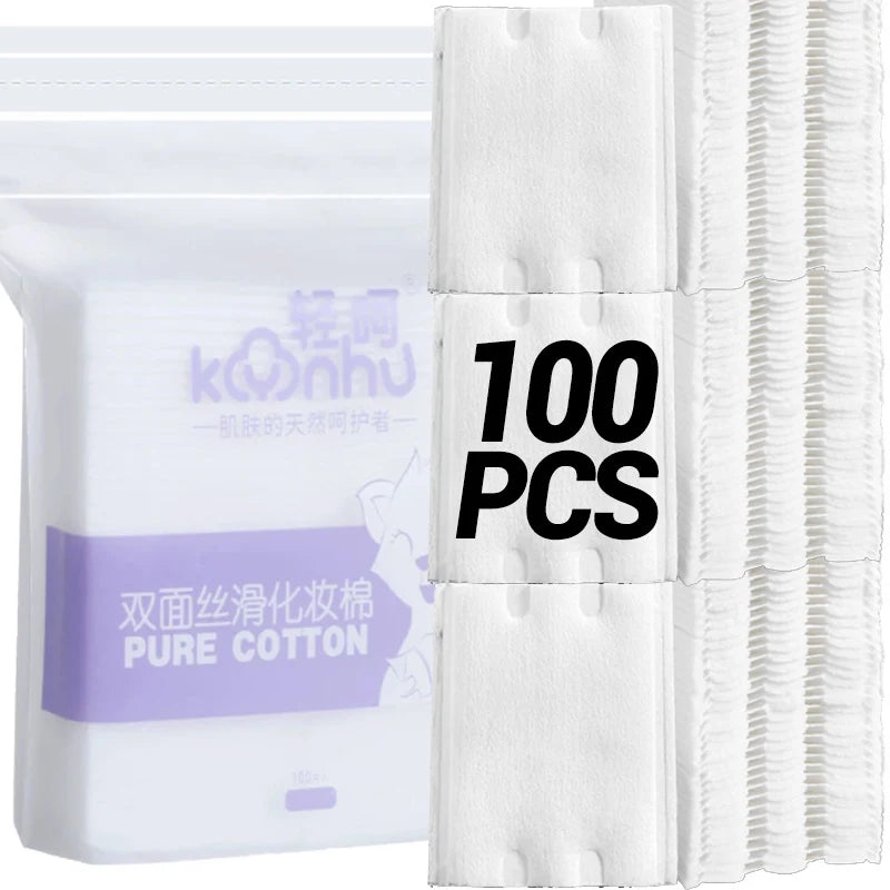 100/600Pcs Disposable Makeup Removal Cotton Pads for Facial Cleaning Wet Application Portable Double-sided Cosmetic Cotton Pads