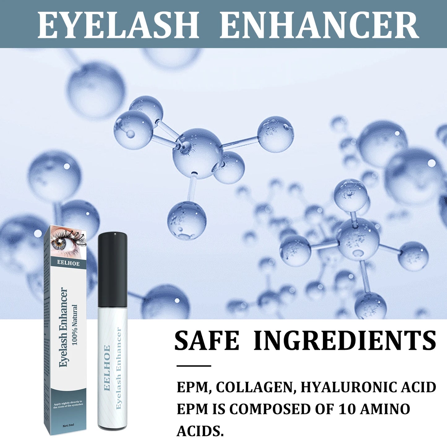 3ml Eyelash Serum For Growth Collagen Hyaluronic Acid Lash Enhancer Natural Longer Thicker Lashes And Brows Nourishing Formula