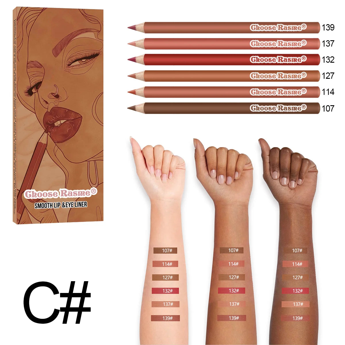 6pcs Lip Liner Pen 6 Colors Waterproof And Sweat-proof Not Easy To Fade Non-stick Cup Nude Lipstick Pencil SET