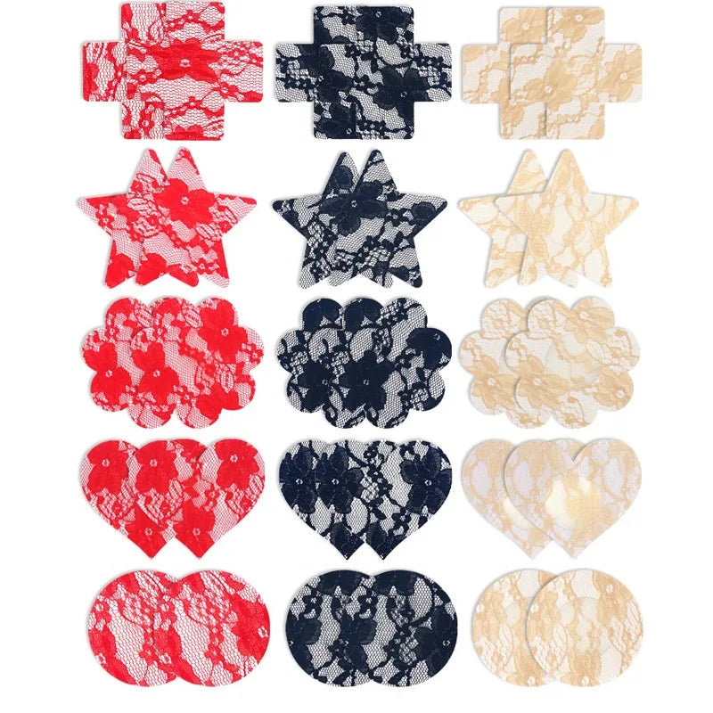 Wedding Bra Invisible Chest Patch Breathable and Anti Glare Semi Transparent Sexy Jacquard Lace Nipple Patch Disposable