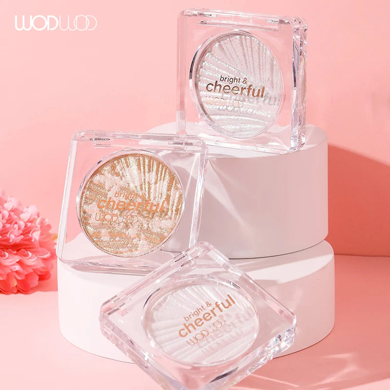 WODWOD Highlighting Powder Pearlescent Fine Mashed Soft Texture Non-flying Powder Brightening Long-lasting Highlighter Palette