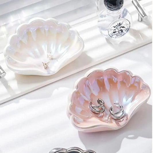 Cute Ceramic Shell Storage Box Self Draining Multi-Purpose Swan Soap Case Sea Shell Shape Waterproof Soap Dish Household