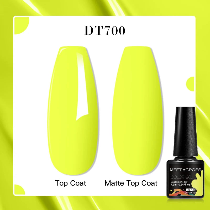 MEET ACROSS 160 Colors 7.3ml Gel Nail Polish Vernis Glitter Sparkly Semi Permanent Soak Off LED UV Gel Varnish Nail Art Manicure