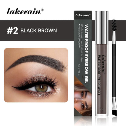 Lakerain Waterproof Eyebrow Gel Smudge-Proof Quick Dry Long-Lasting Hold Makeup High Pigmentation Silky Gel Texture Eyebrow Gel