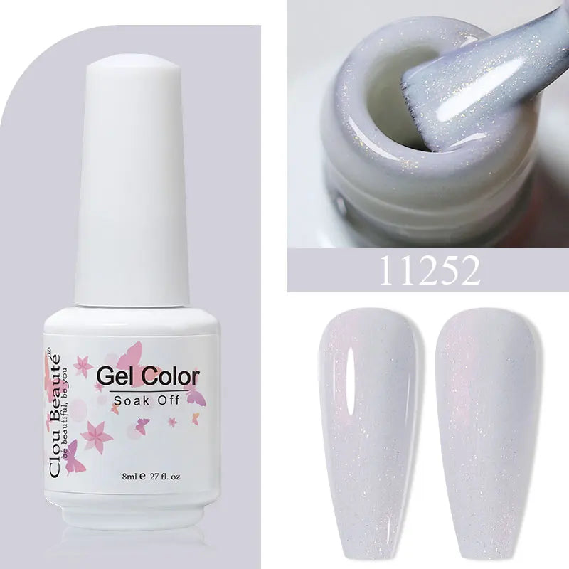 Clou Beaute 8ml Gel Polish Colorful Glitter UV Nail Gel Vernis Semi Permanent Glass Bottle Blue Green White Soak Off Gel Nail
