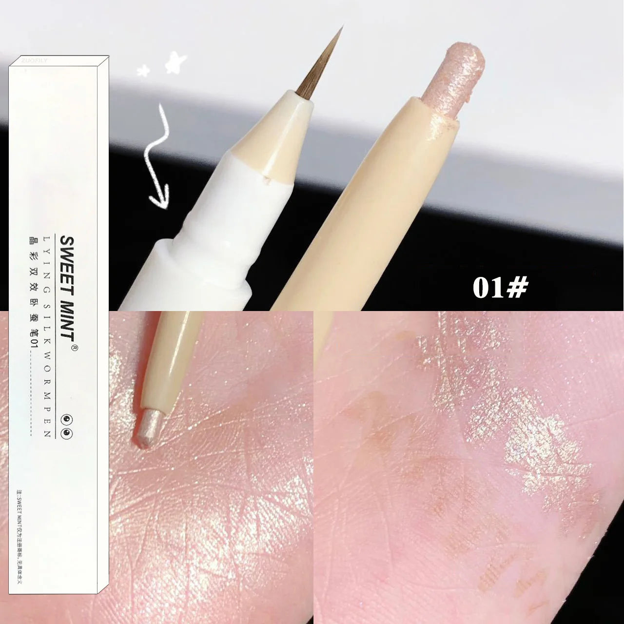 2 In 1 Liquid Eye Liner Shadow Pen Ultra Glitter Eyeliner Pencil Lasting Korean Eyes Makeup High Gloss Pigment Silkworm Gel Pen